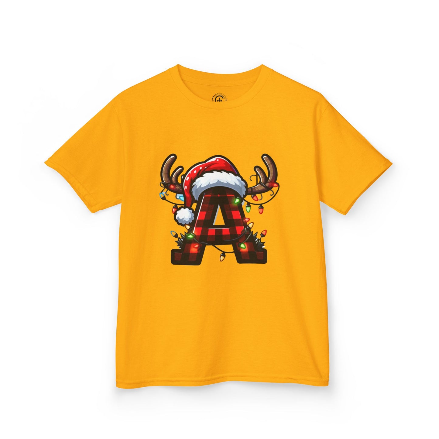 Letter A, Christmas Themed Kids Tee, Holiday Gift for Children, Personalized Holiday Shirt, Kids Holiday Outfit, Family Matching
