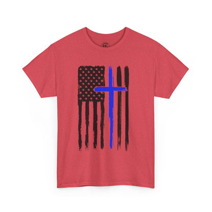 Thin Blue Line, Cross, Flag Graphic Tee, T-Shirt, Unisex Humor Shirt, Gifts for Friends, Casual Wear, law enforcement