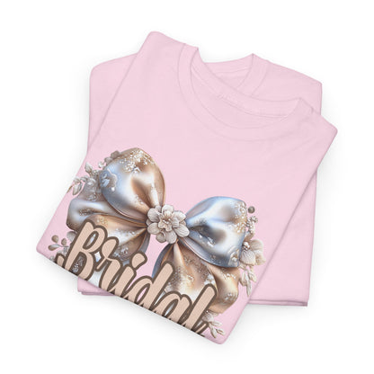 Bridal Party Bow Unisex Heavy Cotton Tee, Wedding Gift, Bridal Shower Tee, Engagement Outfit, Bachelorette Party Apparel