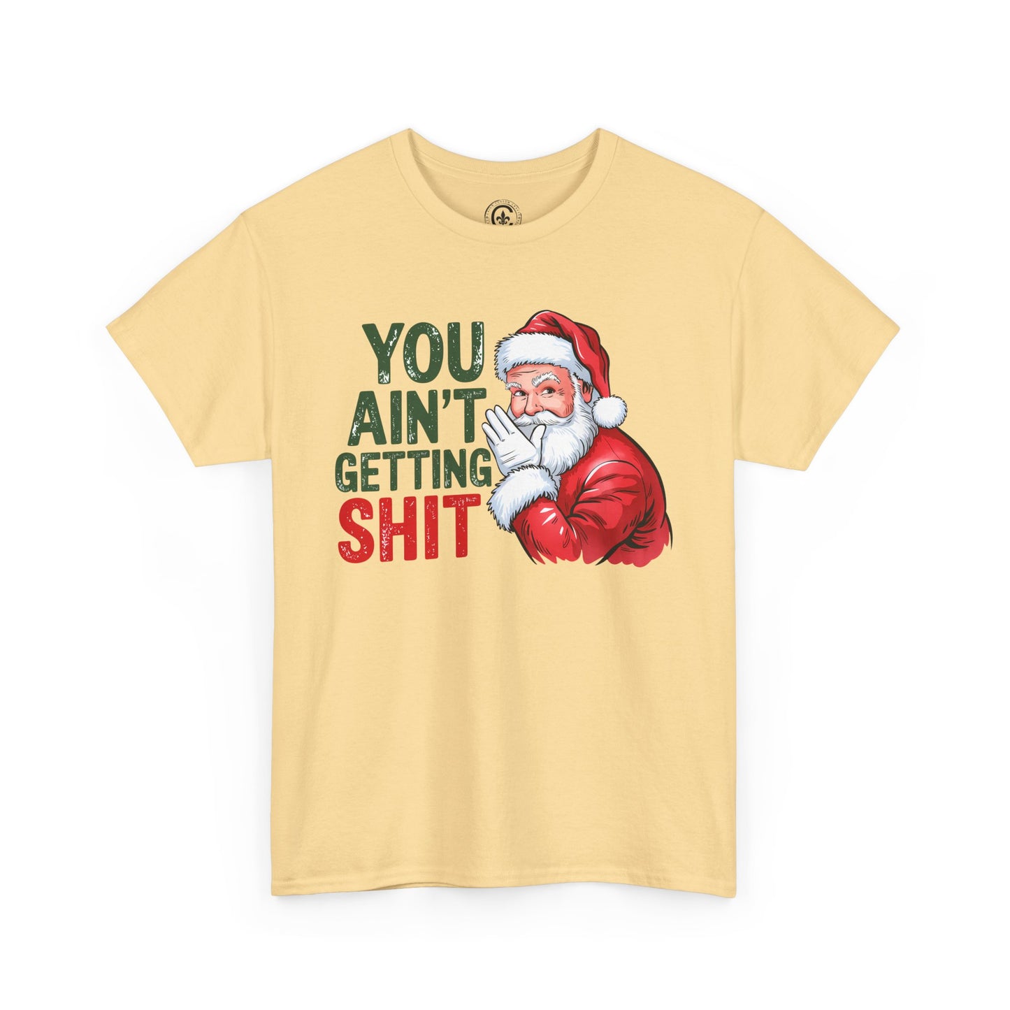 Funny Christmas Tee - Unisex Heavy Cotton Shirt - Holiday Humor, Gift for Grumpy Friends, Santa Design, Casual Wear, Christmas Party