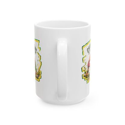 Green and Gold, Wrestling Design on a Ceramic Mug with Fun Design