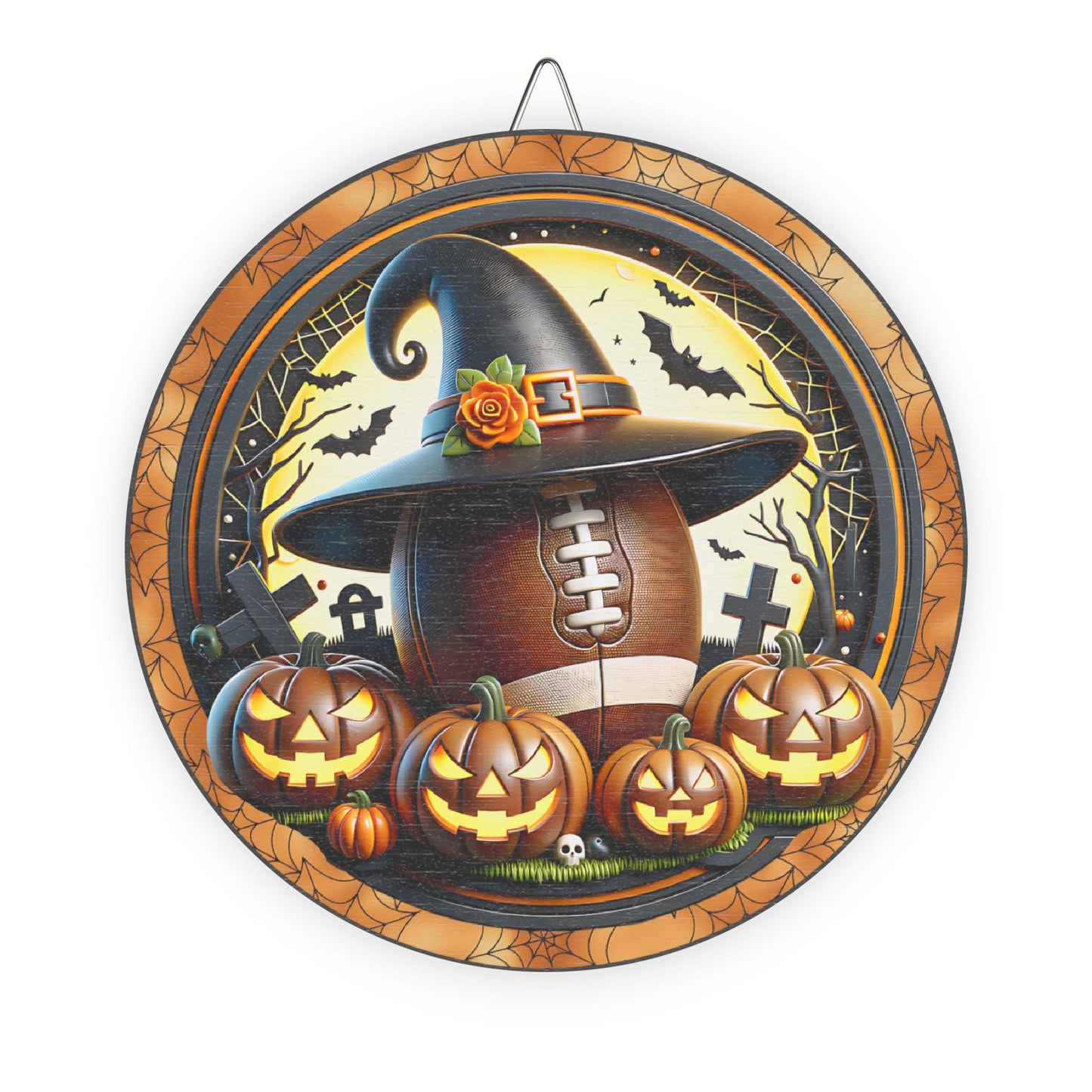 Football Halloween Themed Wood Sign, Spooky Decor, Fall Decoration, Pumpkin Wall Art, Rustic Home Decor, Unique Gift Idea