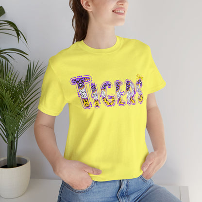 Tigers Graphic Tee, Cute Font, Purple and Gold, LSU, Tigers, Football, Baseball, Team