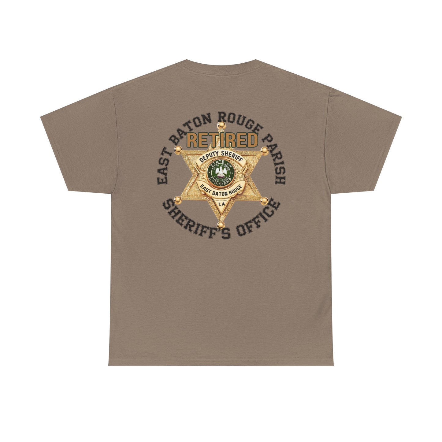 Pocket Front, Design on Back EBRSO Badge Retired Sheriff Heavy Cotton Tee, Unisex Tee, Law Enforcement Gift, Retirement Celebration T-shirt
