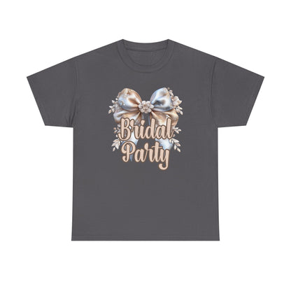 Bridal Party Bow Unisex Heavy Cotton Tee, Wedding Gift, Bridal Shower Tee, Engagement Outfit, Bachelorette Party Apparel