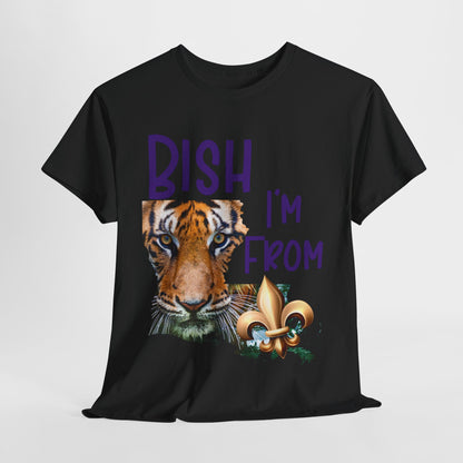 I'm From Louisiana, Unisex Heavy Cotton Tee with Tiger Design, game day, Tigers, Fleur De Lis, Tiger Face