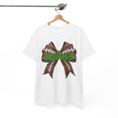 Wildcats Football Bow Unisex Heavy Cotton Tee | Sportswear, Team Spirit, Casual Wear, Gifts for Fans, Game Day Outfit