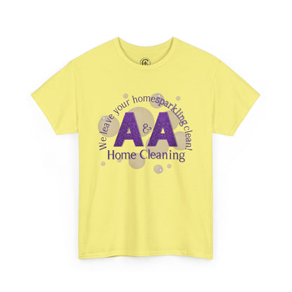 A&A Cleaning Services, Logo, Purple on Gold Crew Neck unisex tshirt, Gildan