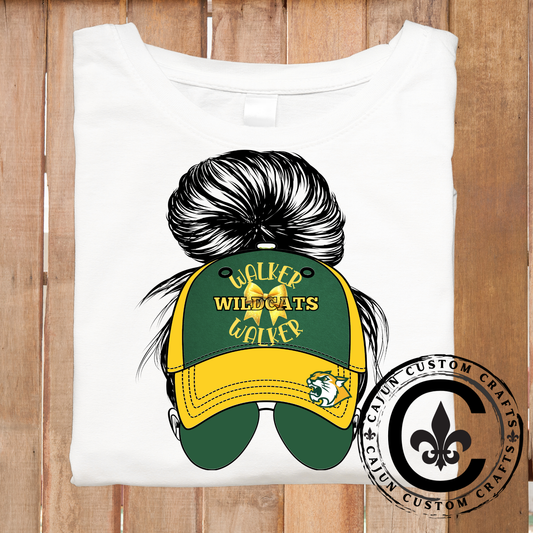 Walker Wildcats, Mom Bun and baseball cap- DTF or Sublimation Transfer