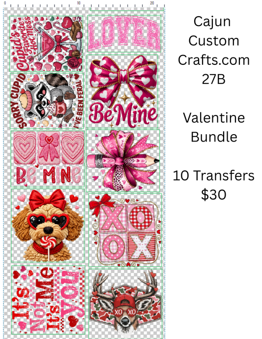 Valentine's Day - DTF Transfer Bundle, 10 Transfers