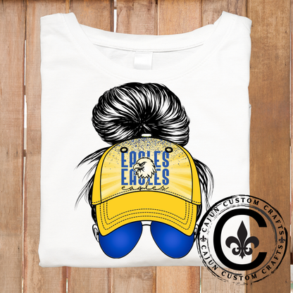 Messy Mom Bun, Cap and sunglasses, Live Oak Eagles