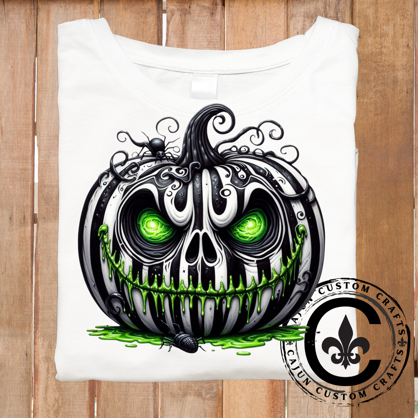 Black neon green wicked pumpkin  DTF or Sublimation Transfer