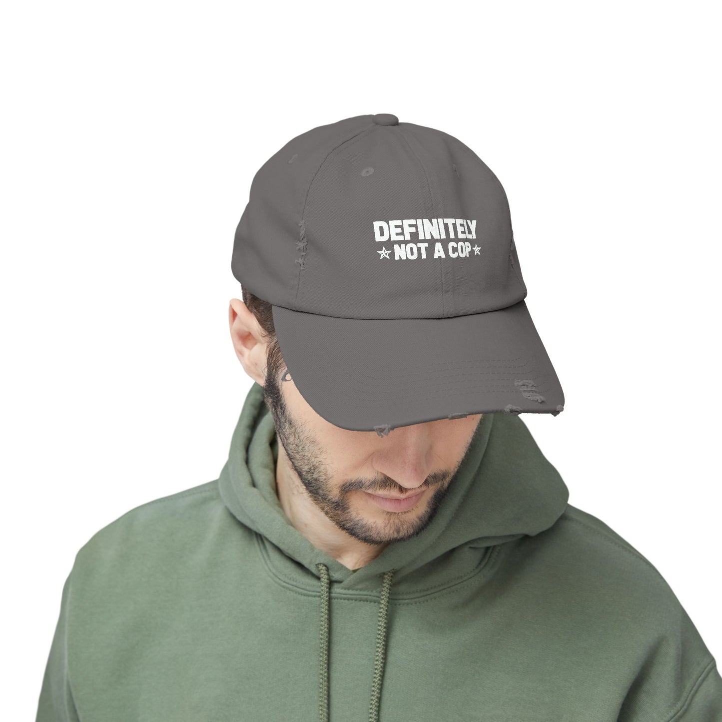 Definitely NOT a cop, Unisex Distressed Cap, Funny Hat, Casual Gift, Everyday Wear, Cool Accessory, Adjustable Cap
