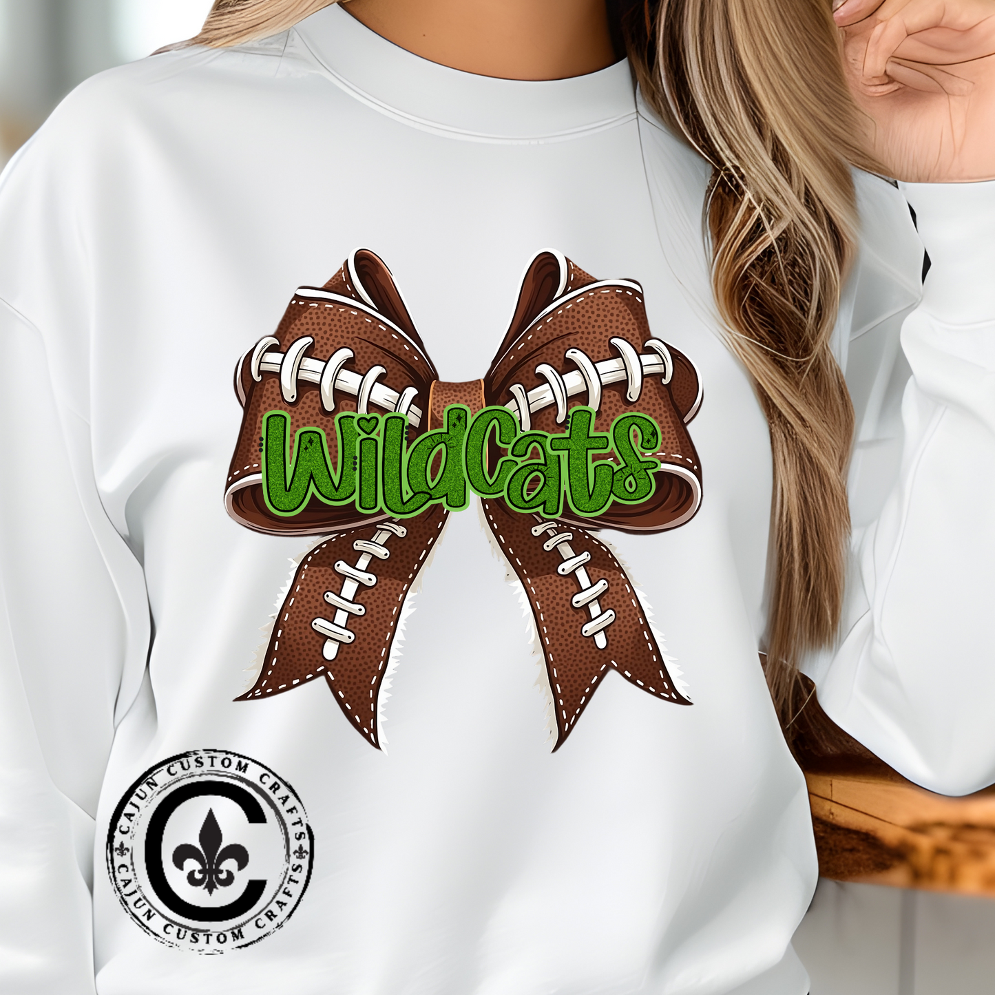 Wildcats Football, Bow Crewneck Sweatshirt, Cozy Unisex Sweatshirt, Perfect Gift for Birthdays, Casual Wear, Wildcat Theme Apparel, Walker, La WHS, WJH