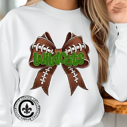 Wildcats Football, Bow Crewneck Sweatshirt, Cozy Unisex Sweatshirt, Perfect Gift for Birthdays, Casual Wear, Wildcat Theme Apparel, Walker, La WHS, WJH