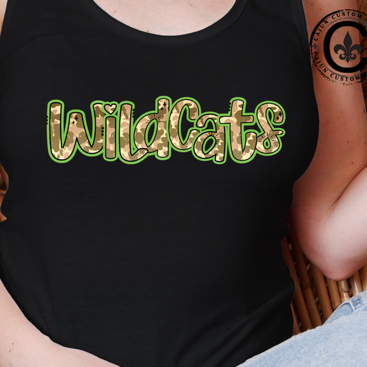 Wildcats, Camo, Women's Racerback Tank Top, Perfect for Game Day, Sports Events, Tailgating, and Everyday Wear