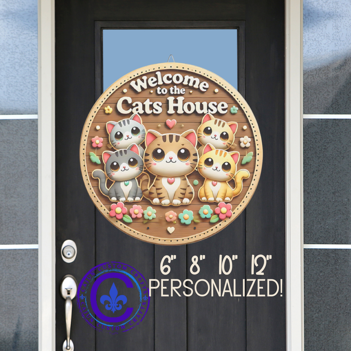 Cute Cat-Themed Wooden Sign, Welcome to the Cats House Decor, Pet Lover Gift, Home Decoration, Cat Lover Wall Art, Kitten Wall Hanging