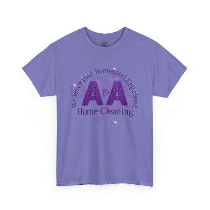A&A Cleaning Services, Logo, Purple on Gold Crew Neck unisex tshirt, Gildan