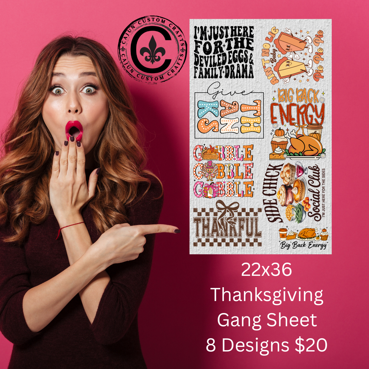Thanksgiving - Pre-made Gang Sheet 8 Designs 22x36
