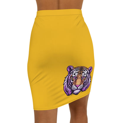 Yellow Tiger Women's Pencil Skirt, Stylish Skirt for Office, Fun Night Out, Geaux LSU Tigers!