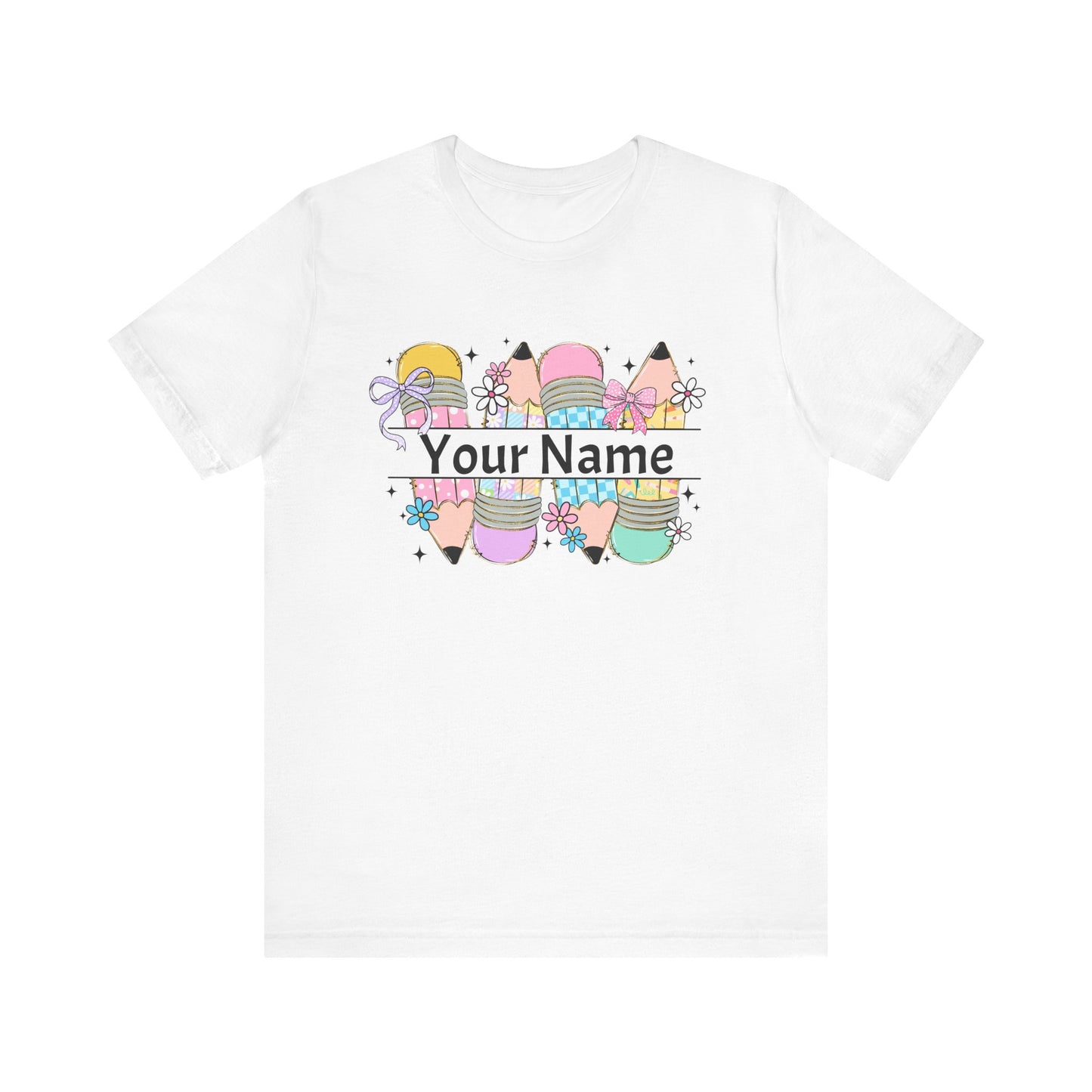 Personalized Back to School Pencil with your name design, on a bella canvas shirt