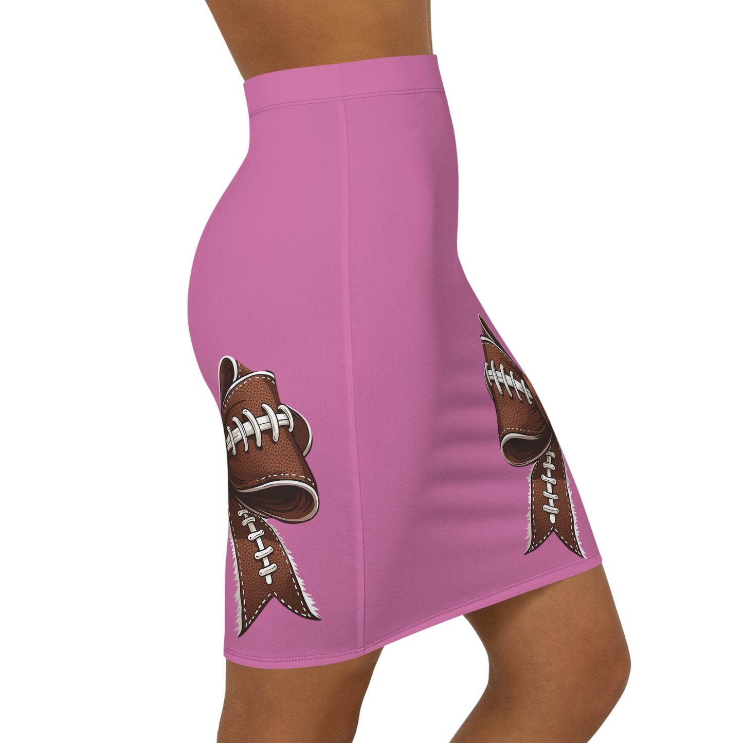 Pink Football Bow Women's Pencil Skirt, Stylish SkirtFun Night Out, Team Spirit! Game Day, homecoming