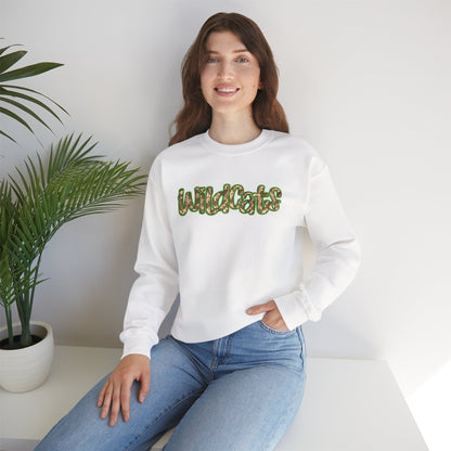 Wildcats Camo Crewneck Sweatshirt, Cozy Unisex Sweatshirt, Perfect Gift for Birthdays, Casual Wear, Wildcat Theme Apparel, Walker, La WHS, WJH
