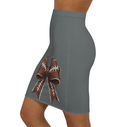 Dark Grey Football Bow Women's Pencil Skirt, Stylish SkirtFun Night Out, Team Spirit! Game Day, homecoming