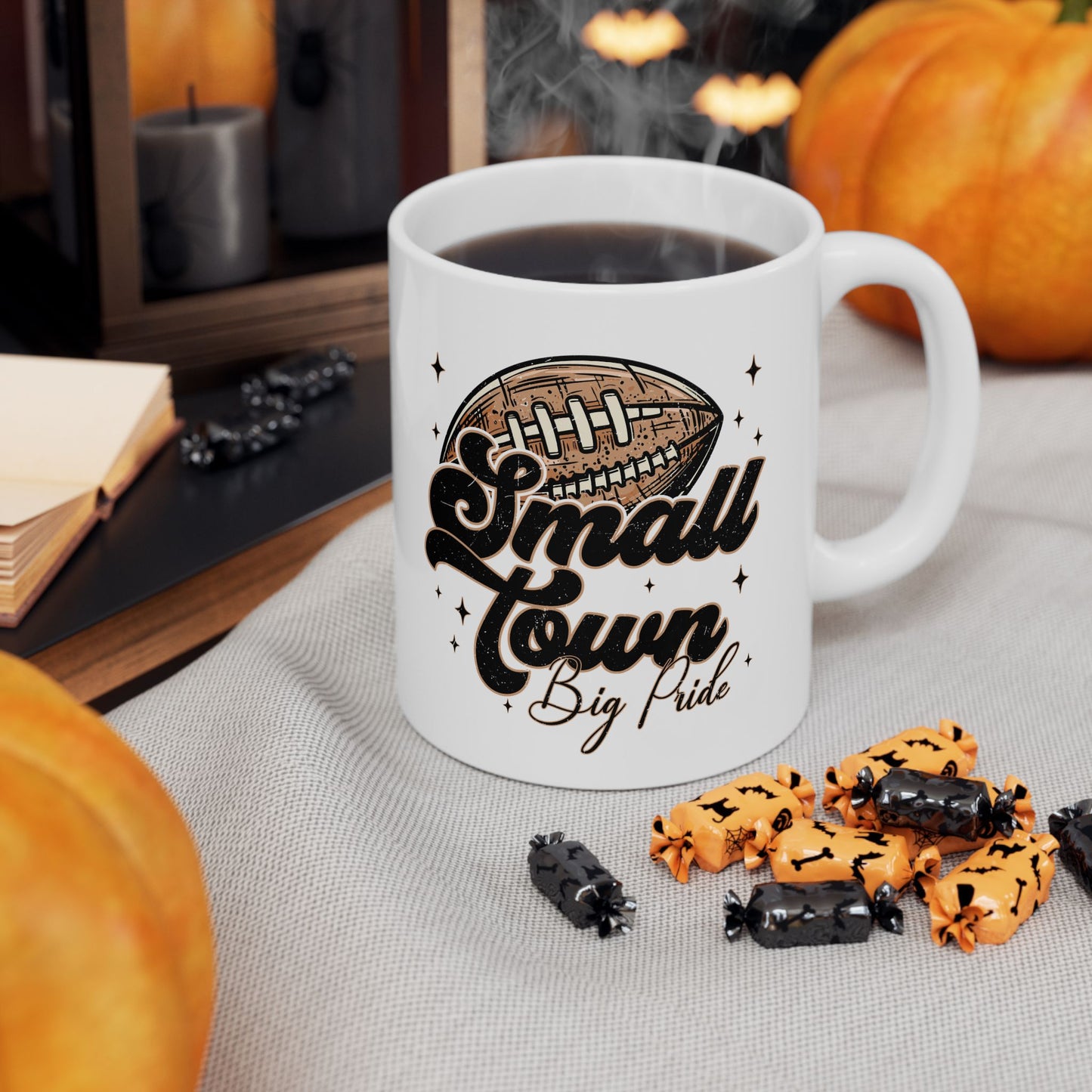Small Town Football Ceramic Mug - Sports Fan Gift, Coffee Cup, Game Day Essential, Personalized Mug, Team Spirit