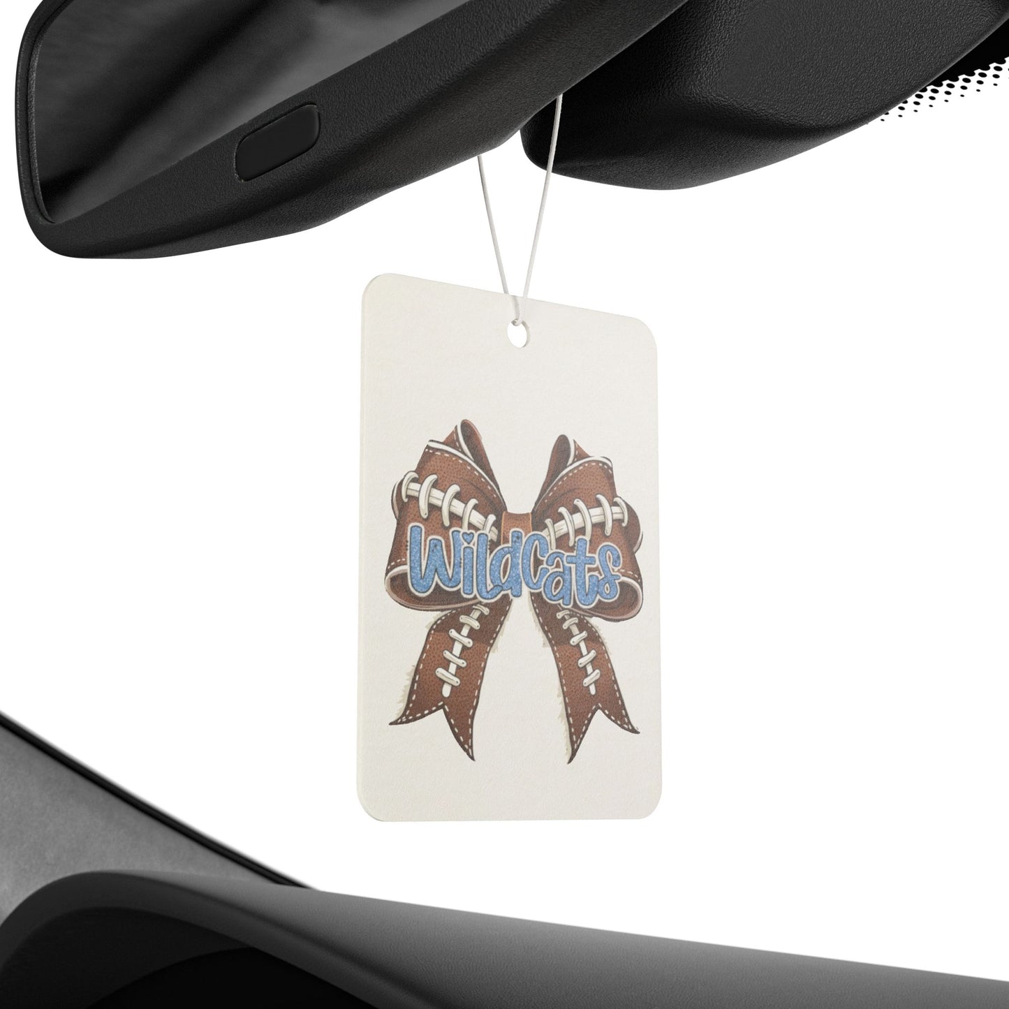Blue Glitter Wildcats, Football Bow Car Air Freshener with Custom Design, Cute Home Fragrance Tag, Unique Gift for Car Lovers,