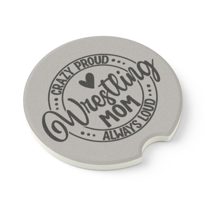 Crazy Proud Wrestling Mom Soapstone Car Coaster | Unique Gift for Wrestling Moms, Car Accessories, Home Décor, Holiday Present