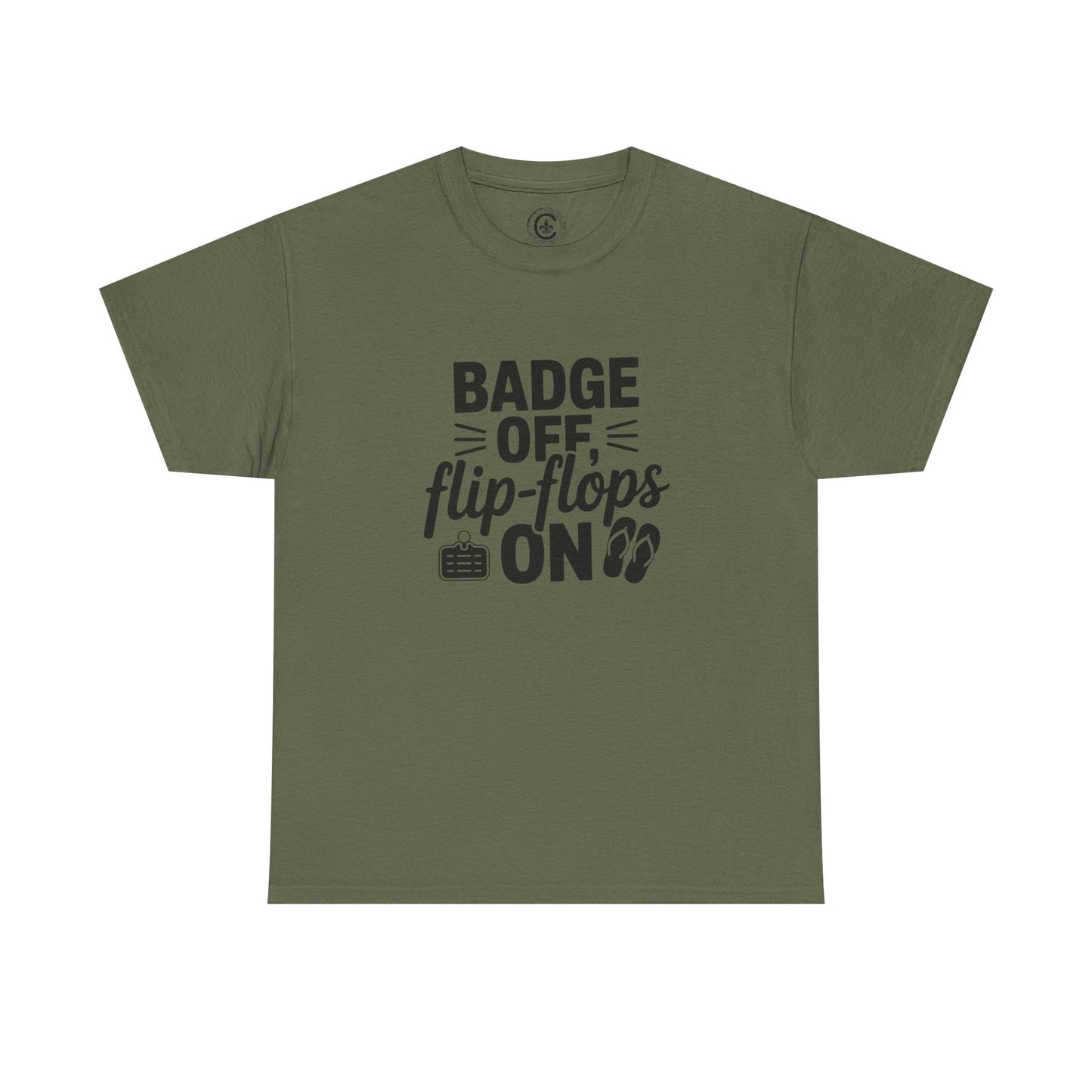 Retired Cop. Badge off, flip flops on first responder, Graphic Tee, T-Shirt, Unisex Humor Shirt, Gifts for Friends, Casual Wear, law enforcement