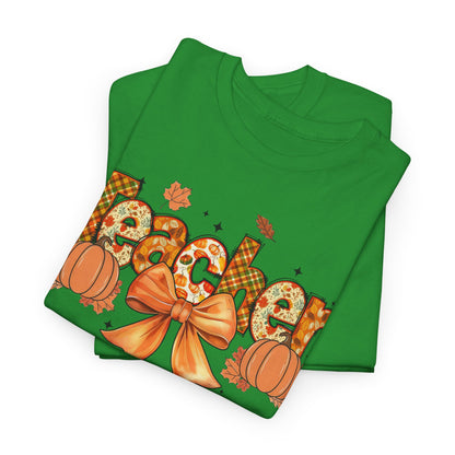 Charming Teacher Tee: Fall Vibes, Unisex Cotton Shirt, Perfect Gift for Educators, Halloween, Thanksgiving, Back to School