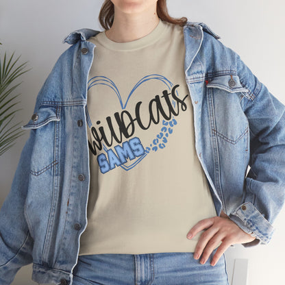 SAMS Wildcats Love Unisex Tee, Cute Cotton Shirt, School Spirit Apparel, Family Gatherings, Casual Wear, Gift for Students, Personalized Designs