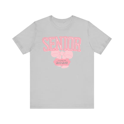 Senior Class of 2026 Bow Graphic Bella Canvas Tee, Cute College Shirt, Unisex Short Sleeve Top, Gift for Students, High School Graduation Apparel