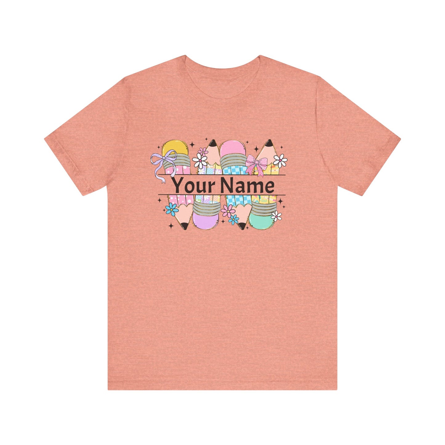 Personalized Back to School Pencil with your name design, on a bella canvas shirt