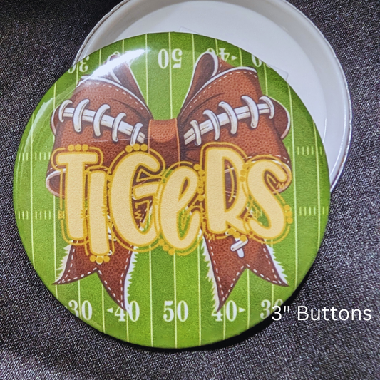 Tigers, Football Bow on a Football Field, 3" Buttons, Pin