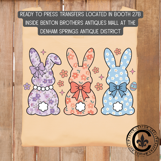 Three Bunnies dtf transfer, tshirt, tumbler, jewelry