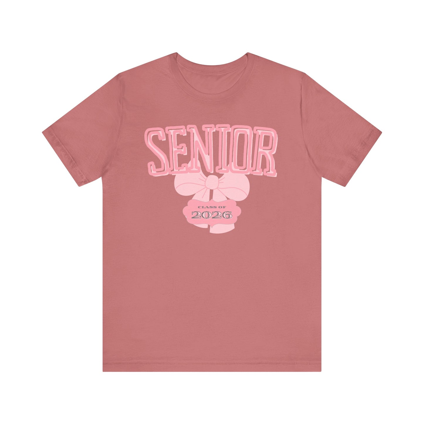 Senior Class of 2026 Bow Graphic Bella Canvas Tee, Cute College Shirt, Unisex Short Sleeve Top, Gift for Students, High School Graduation Apparel
