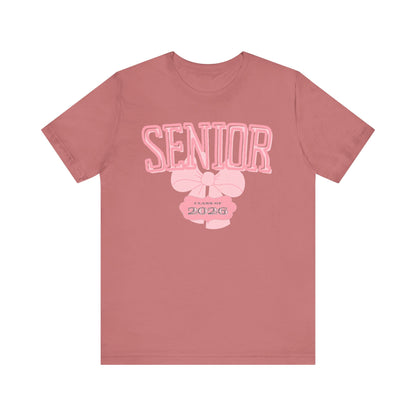 Senior Class of 2026 Bow Graphic Bella Canvas Tee, Cute College Shirt, Unisex Short Sleeve Top, Gift for Students, High School Graduation Apparel