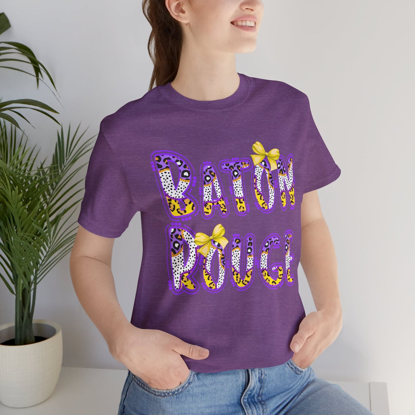 Baton Rouge Graphic Tee, Cute Font, Purple and Gold, LSU, Tigers, Football, Baseball, Team