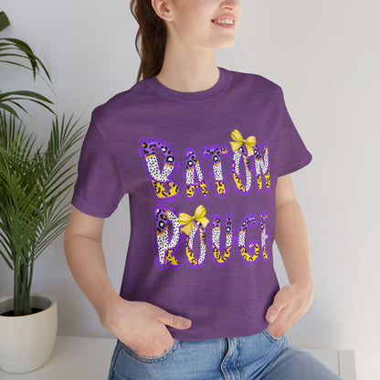 Baton Rouge Graphic Tee, Cute Font, Purple and Gold, LSU, Tigers, Football, Baseball, Team