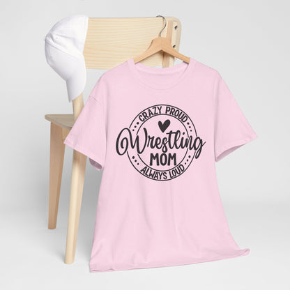 Wrestling Mom Tee, Unisex Heavy Cotton Tee, Proud Mom Shirt, Gift for Wrestling Moms, Sports Apparel, Birthday Gift