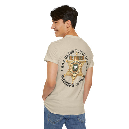 Pocket Front, Design on Back EBRSO Badge Retired Sheriff Heavy Cotton Tee, Unisex Tee, Law Enforcement Gift, Retirement Celebration T-shirt