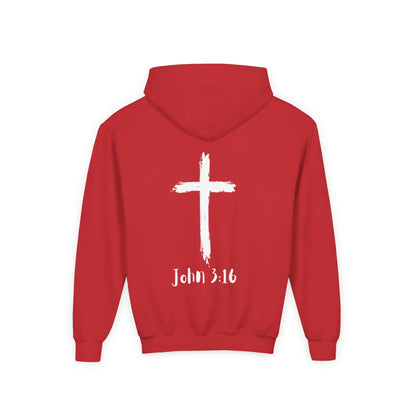 Thank you Jesus, John 3:16 Youth Heavy Blend Hooded Sweatshirt, Thank U Jesus Faith Hoodie, Christian Youth Apparel, Religious Gift for Teens, John 3:16 Inspired