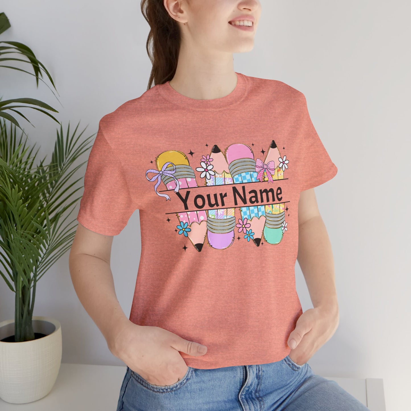Personalized Back to School Pencil with your name design, on a bella canvas shirt