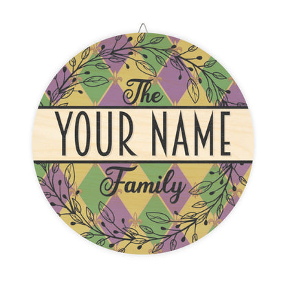 Personalized, Family Name, Mardi Gras, Louisiana, Fleur De Lis,  Door, Decor, Sign, Wreath, Wooden Door Hanger