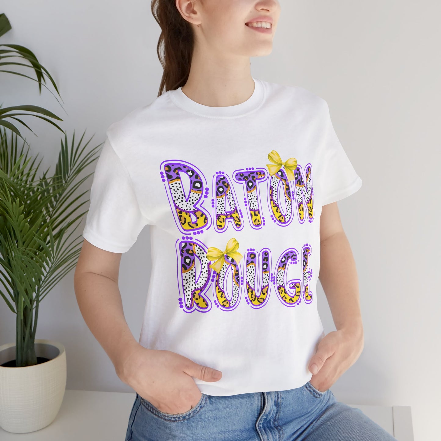 Baton Rouge Graphic Tee, Cute Font, Purple and Gold, LSU, Tigers, Football, Baseball, Team