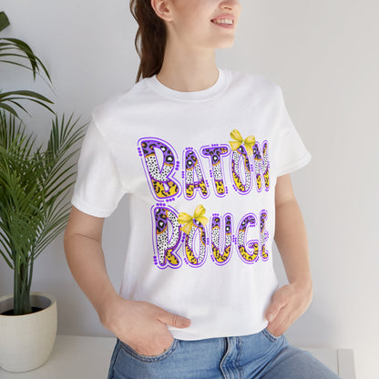 Baton Rouge Graphic Tee, Cute Font, Purple and Gold, LSU, Tigers, Football, Baseball, Team