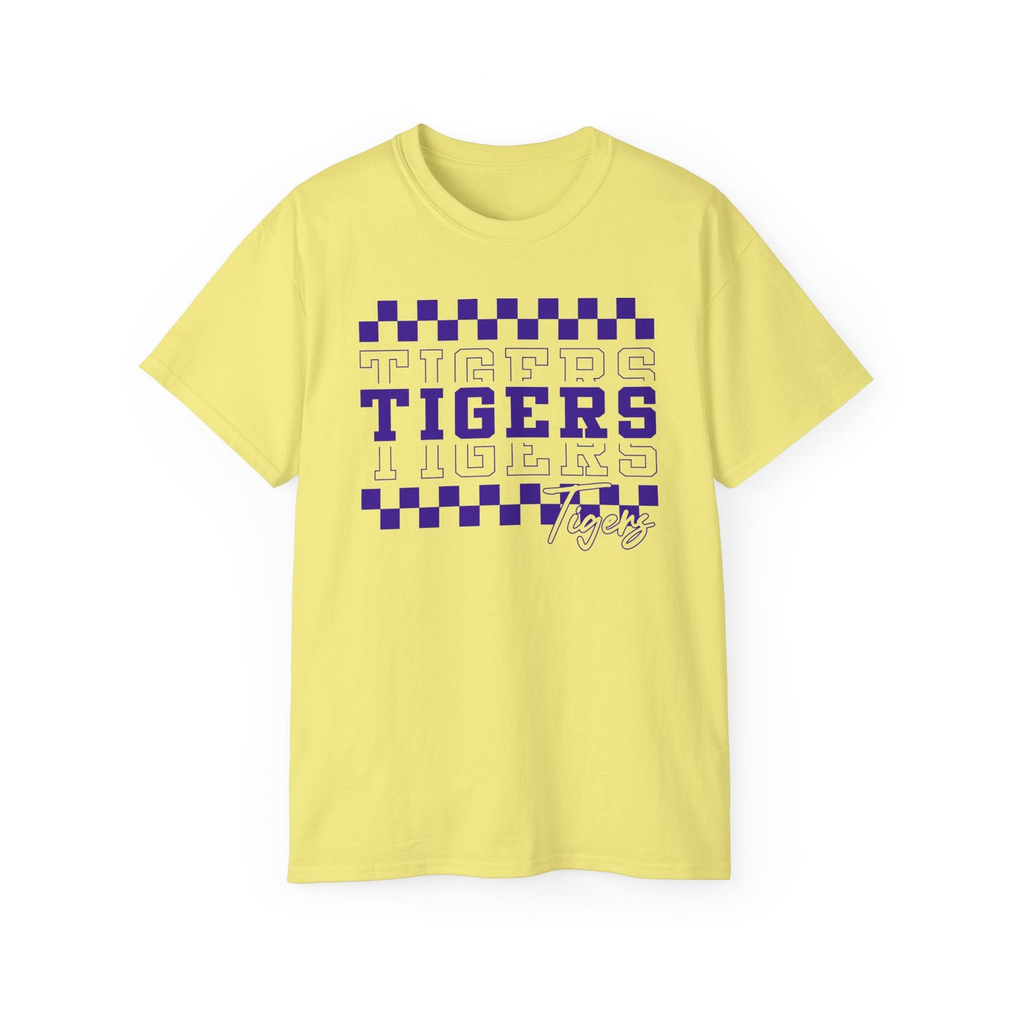 LSU Gold Day, Retro Tigers, Checkerboard Football Tee, Cute Football T-Shirt, Gift for Sports Lovers, Unique Football Apparel, Casual Everyday Wear